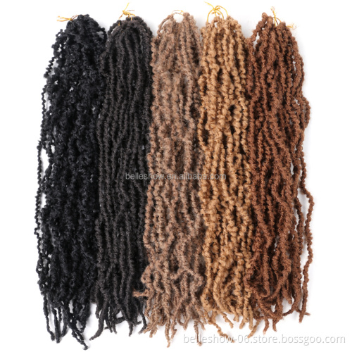 Hot sell 22 Inch faux loc crochet wavy dread butterfly locs woman  distressed locs Pre looped Natural Messy crochet hair